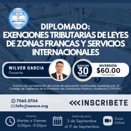 Diplomado: Exenciones Tributarias de Leyes de Zonas Francas y Servicios Internacionales