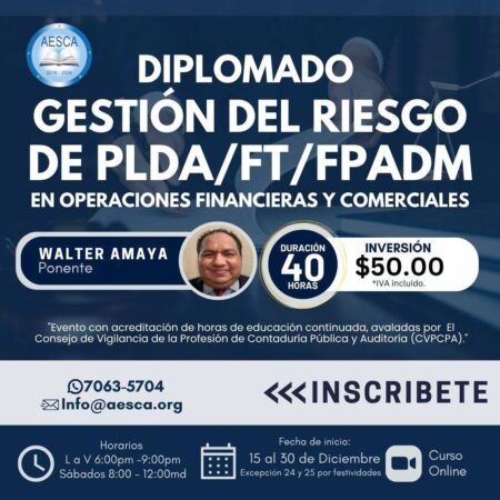 Diplomado: Gestión del Riesgo de PLDA/FT/FPADM en operaciones financieras y comerciales